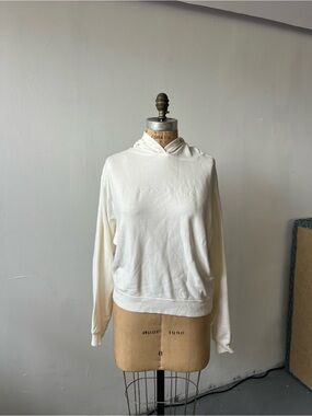 AllSaints White Cotton Pippa Embroidered Logo Hoodie Sweatshirt Small